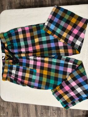 Justice Multicolor Plaid Lounge Pants - Pink, Teal, Blue, Yellow, Black